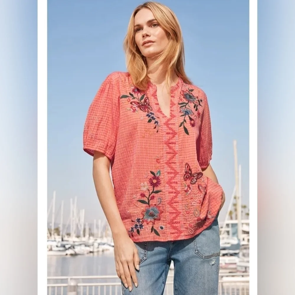 Johnny Was Olinda Puff Sleeve Effortless Blouse